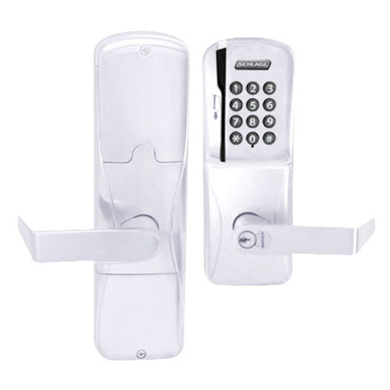 AD200-MD-60-MSK-RHO-RD-625 Schlage Apartment Mortise Deadbolt Magnetic Stripe Keypad Lock with Rhodes Lever in Bright Chrome