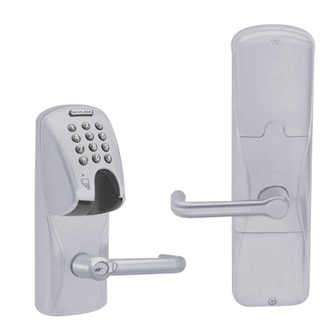 AD200-MD-60-MGK-TLR-RD-626 Schlage Apartment Mortise Deadbolt Magnetic Stripe(Insert) Keypad Lock with Tubular Lever in Satin Chrome