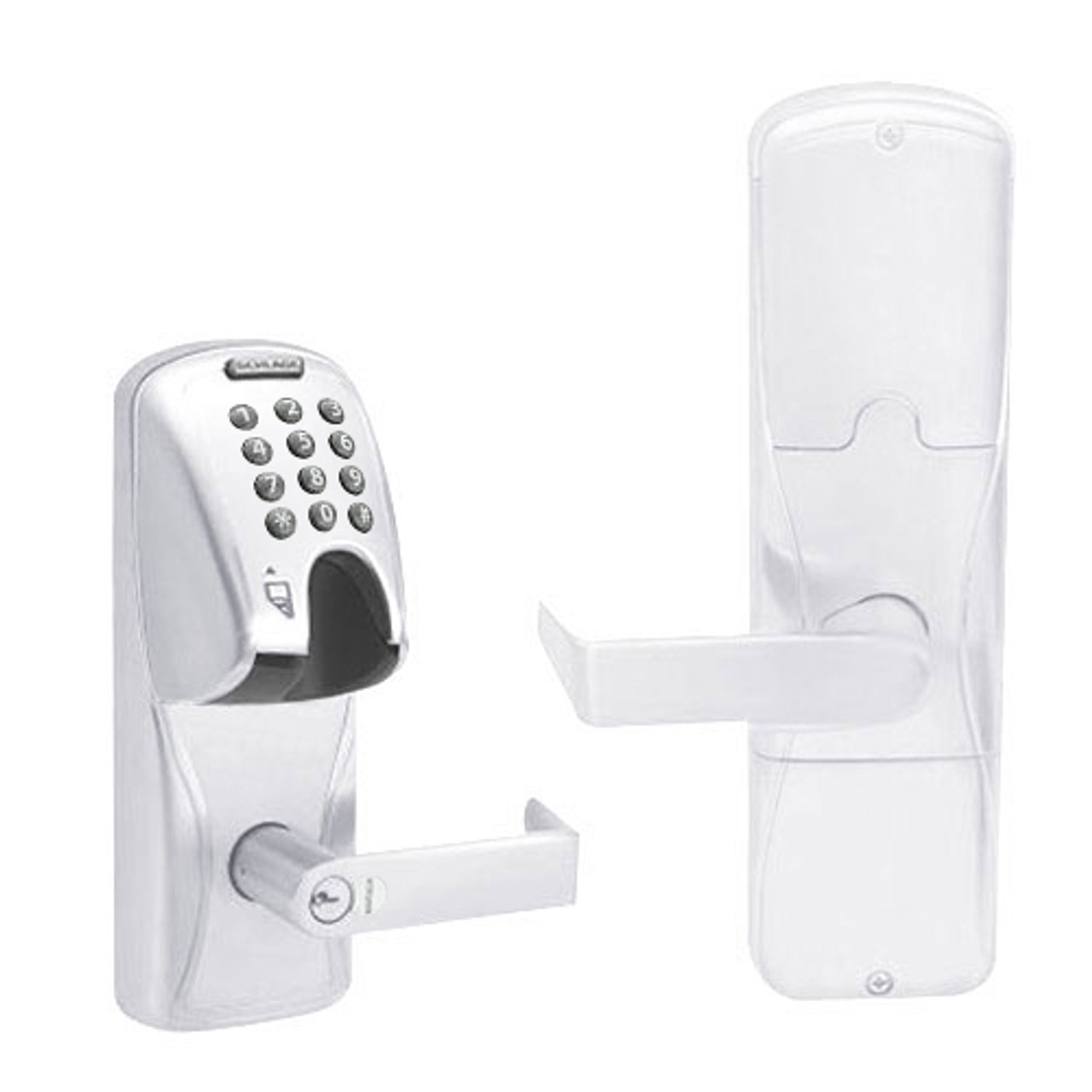 AD200-MD-40-MGK-RHO-GD-29R-625 Schlage Privacy Mortise Deadbolt Magnetic Stripe(Insert) Keypad Lock with Rhodes Lever in Bright Chrome