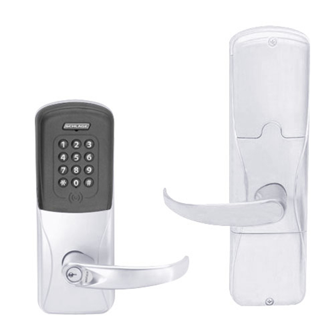 AD200-MD-60-MTK-SPA-GD-29R-625 Schlage Apartment Mortise Deadbolt Multi-Technology Keypad Lock with Sparta Lever in Bright Chrome