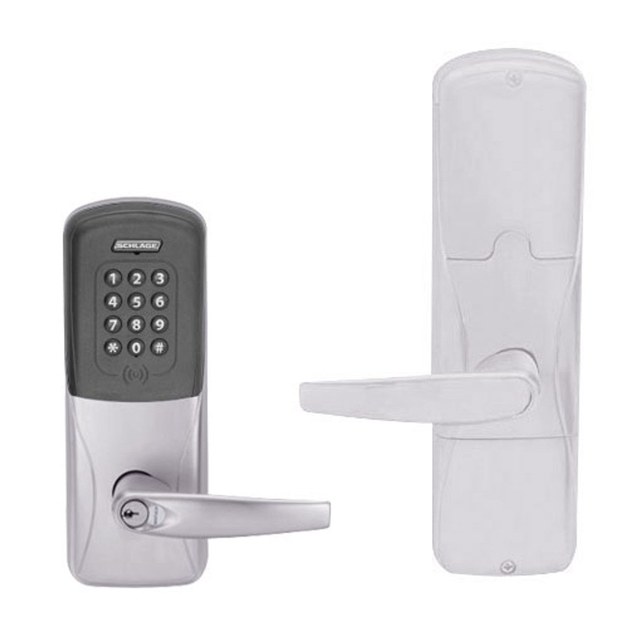 AD200-MD-60-MTK-ATH-GD-29R-626 Schlage Apartment Mortise Deadbolt Multi-Technology Keypad Lock with Athens Lever in Satin Chrome