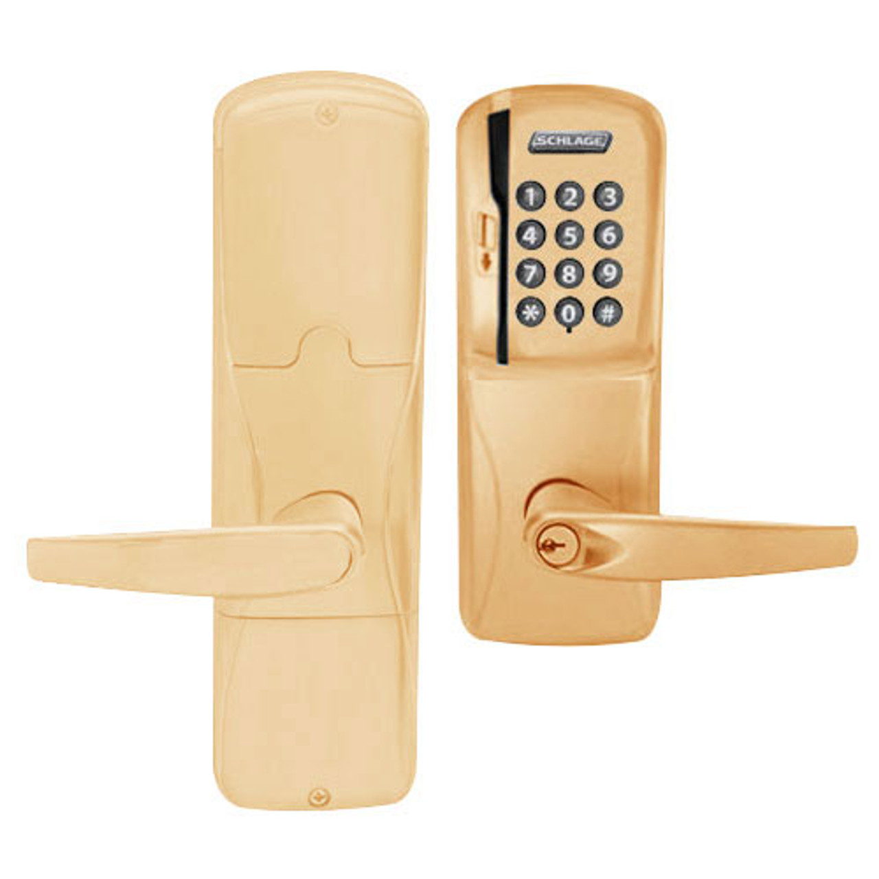 AD200-MD-40-MSK-ATH-PD-612 Schlage Privacy Mortise Deadbolt Magnetic Stripe Keypad Lock with Athens Lever in Satin Bronze