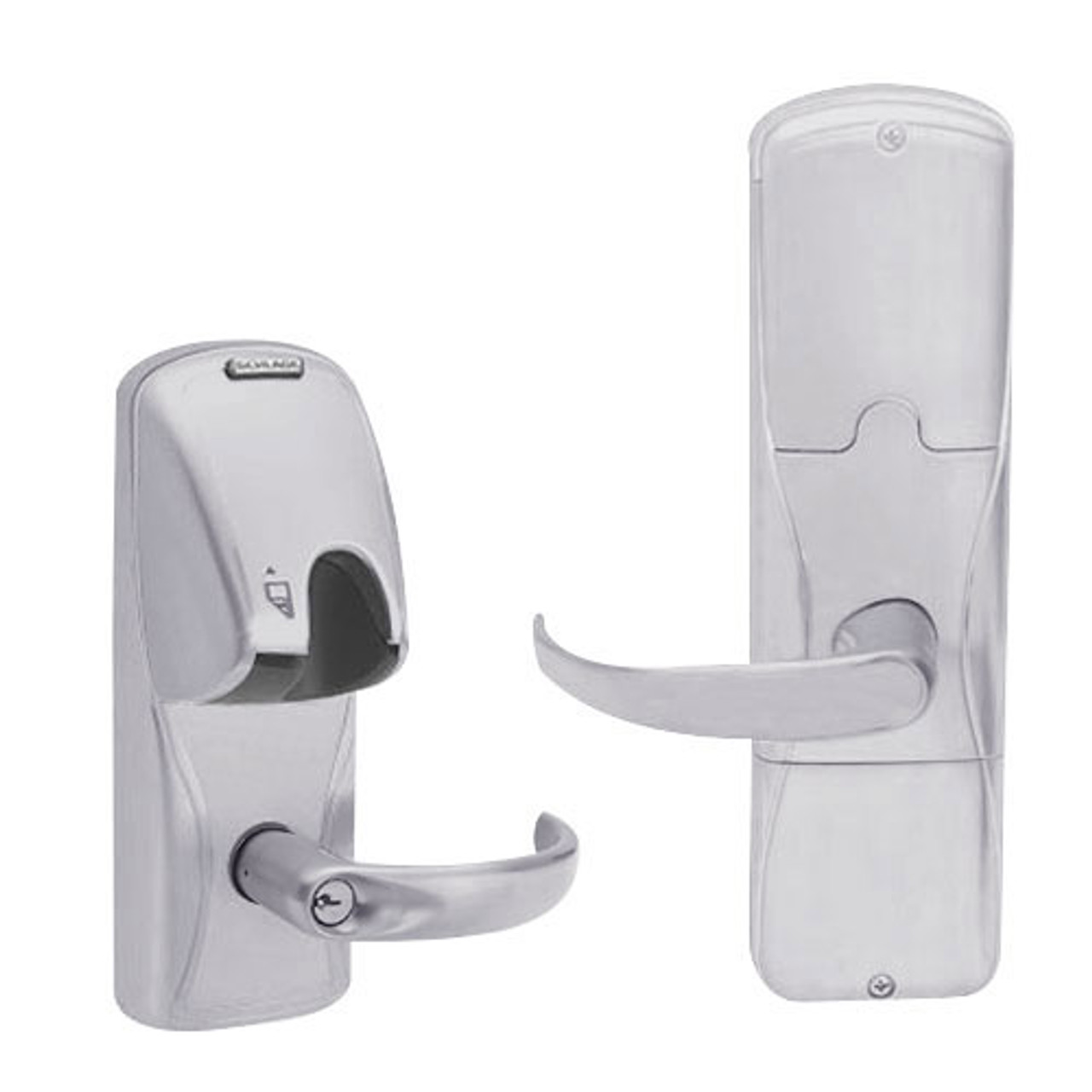 AD200-MD-40-MG-SPA-PD-626 Schlage Privacy Mortise Deadbolt Magnetic Stripe(Insert) Lock with Sparta Lever in Satin Chrome