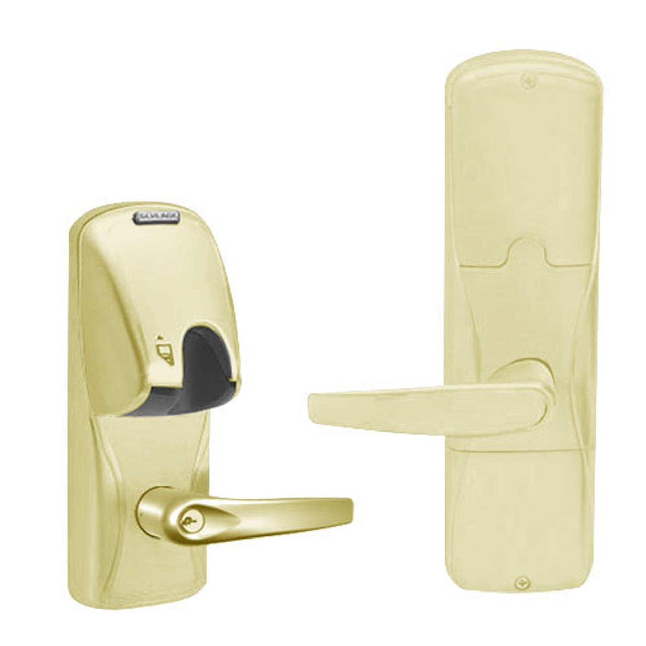 AD200-MD-40-MG-ATH-PD-606 Schlage Privacy Mortise Deadbolt Magnetic Stripe(Insert) Lock with Athens Lever in Satin Brass