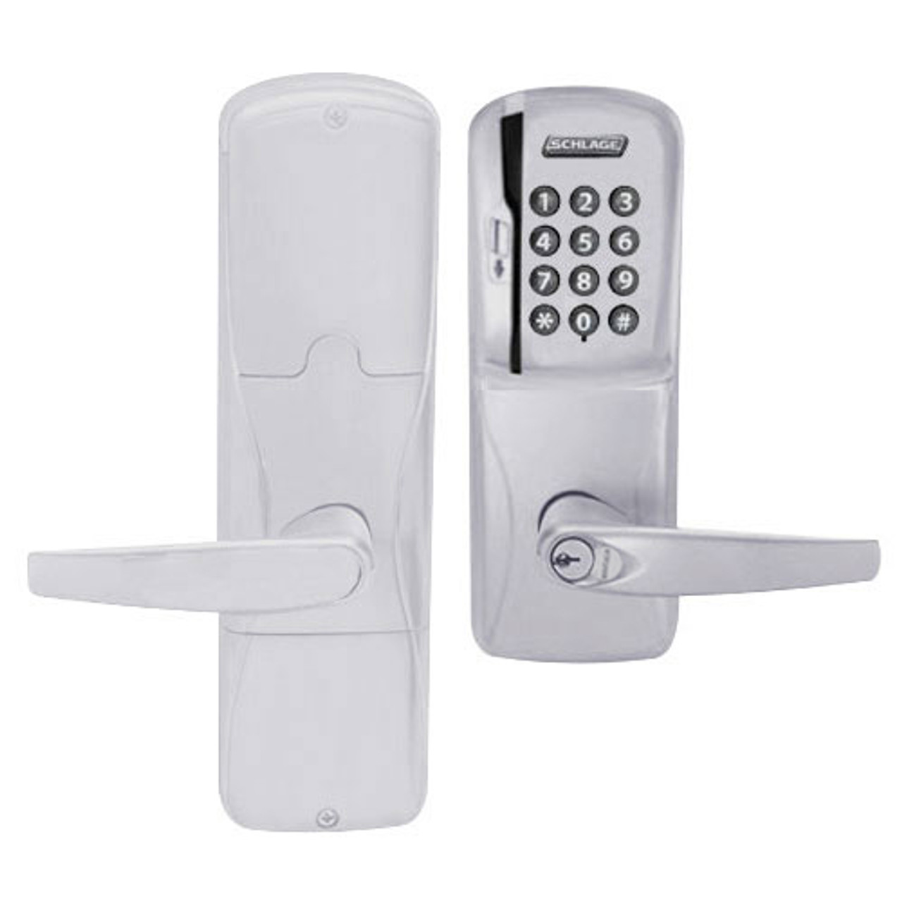 AD250-CY-60-MSK-ATH-RD-626 Schlage Apartment Magnetic Stripe Keypad Lock with Athens Lever in Satin Chrome