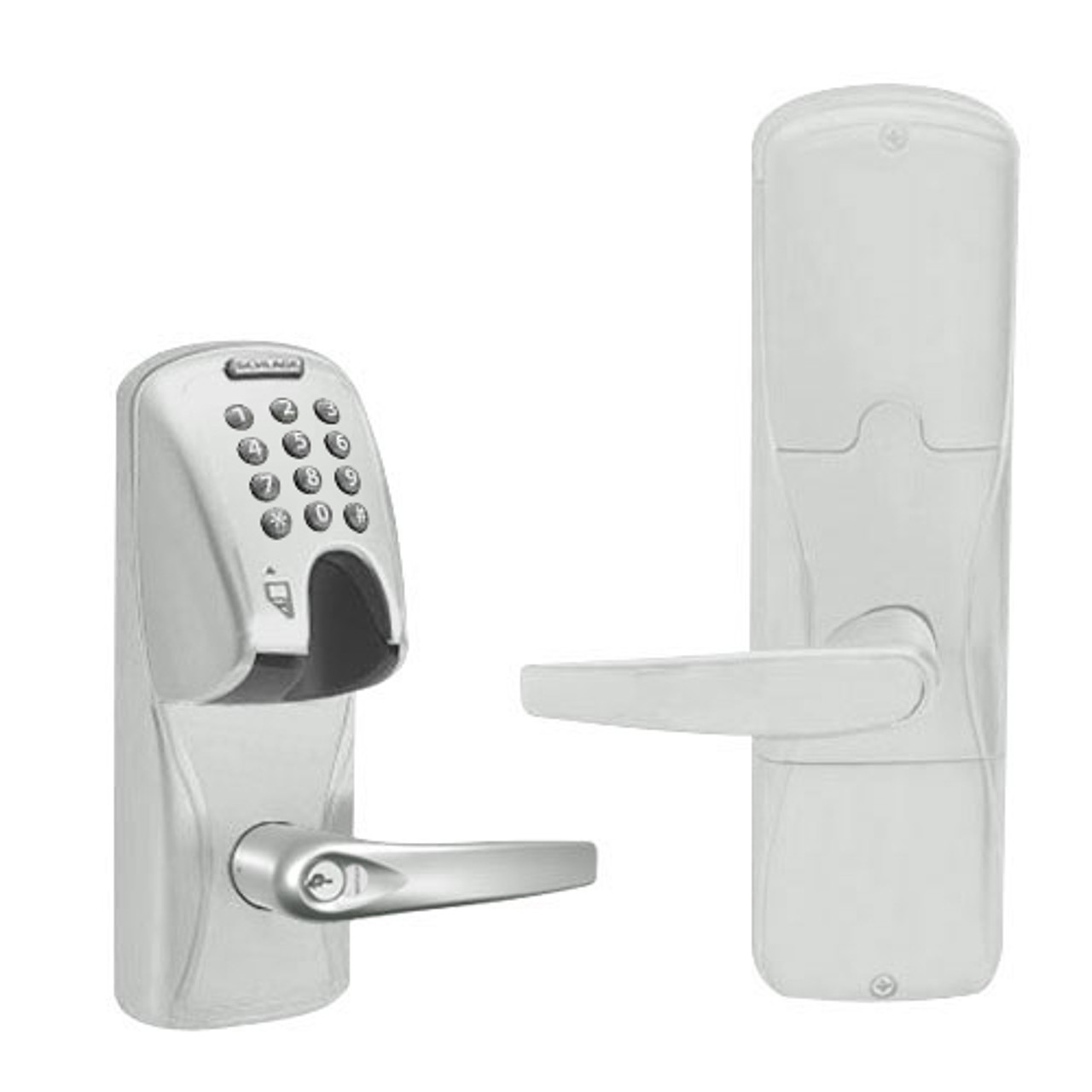 AD250-CY-70-MGK-ATH-GD-29R-619 Schlage Classroom/Storeroom Magnetic Stripe(Insert) Keypad Lock with Athens Lever in Satin Nickel