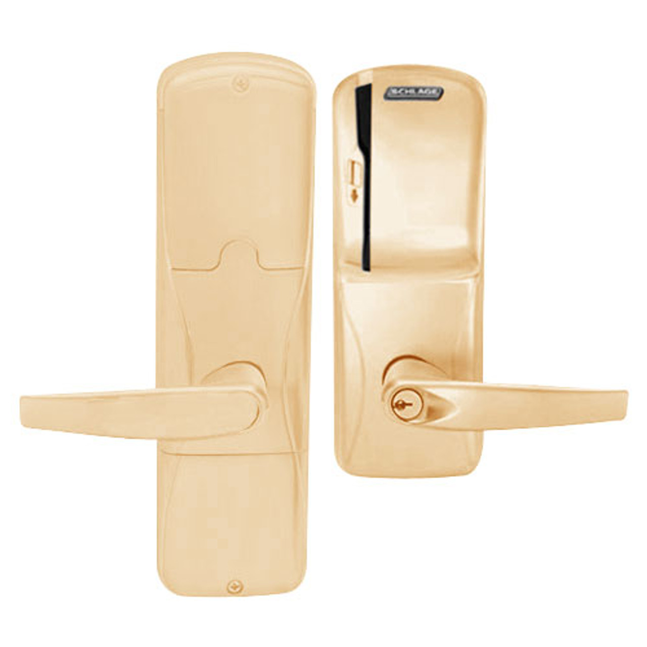 AD250-CY-40-MS-ATH-PD-612 Schlage Privacy Magnetic Stripe(Swipe) Lock with Athens Lever in Satin Bronze