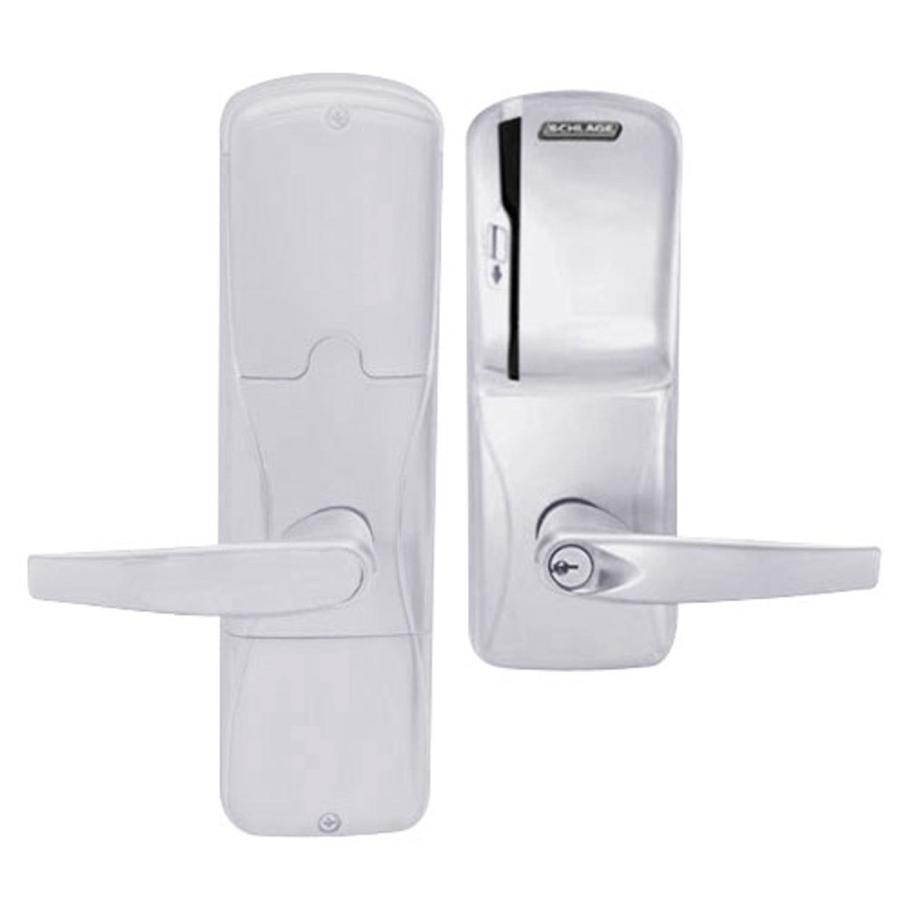 AD250-CY-40-MS-ATH-PD-626 Schlage Privacy Magnetic Stripe(Swipe) Lock with Athens Lever in Satin Chrome