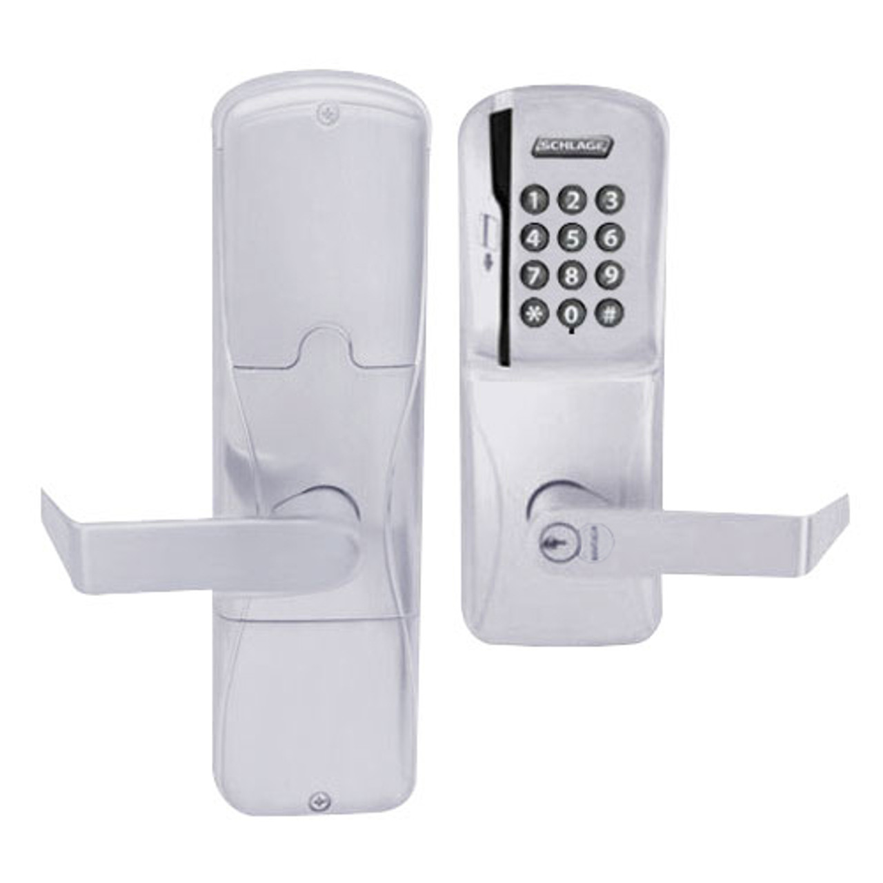 AD250-MS-50-MSK-RHO-RD-626 Schlage Office Magnetic Stripe Keypad Lock with Rhodes Lever in Satin Chrome