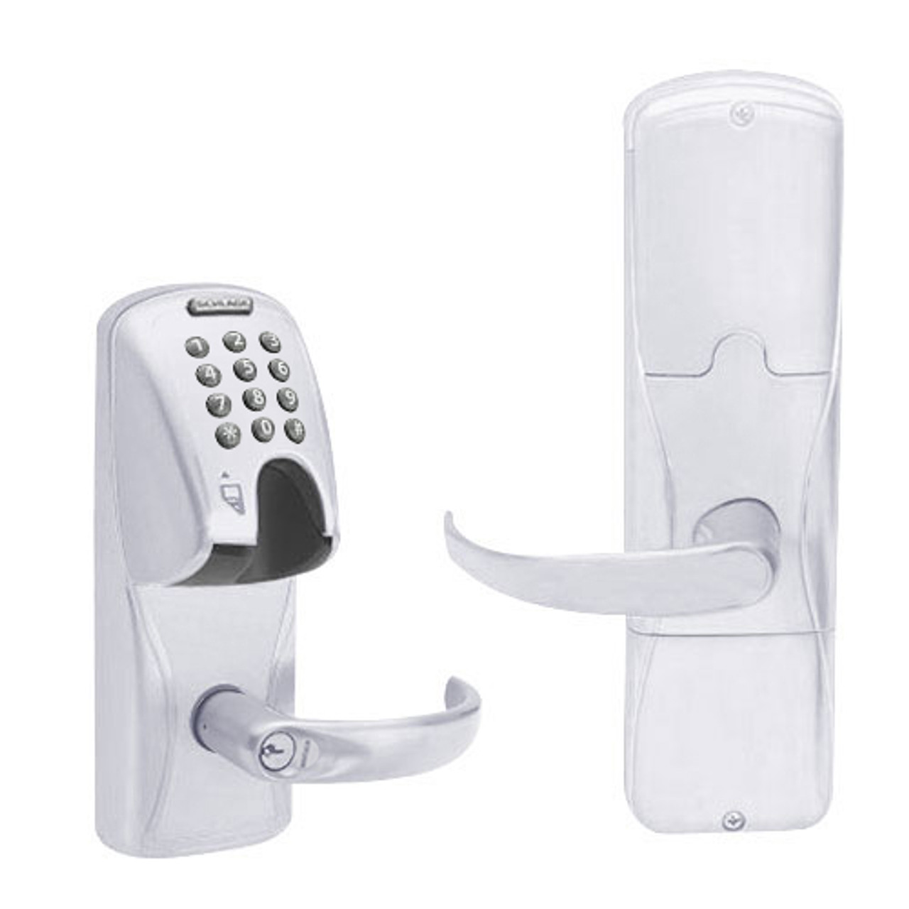 AD250-MS-40-MGK-SPA-GD-29R-625 Schlage Privacy Magnetic Stripe(Insert) Keypad Lock with Sparta Lever in Bright Chrome