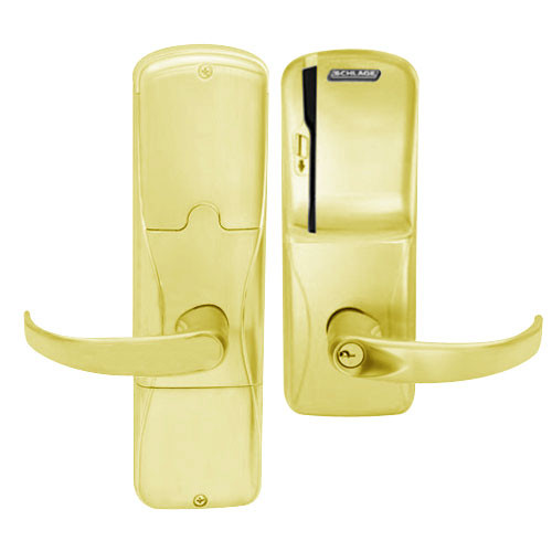 AD250-MS-70-MS-SPA-PD-605 Schlage Classroom/Storeroom Magnetic Stripe(Swipe) Lock with Sparta Lever in Bright Brass