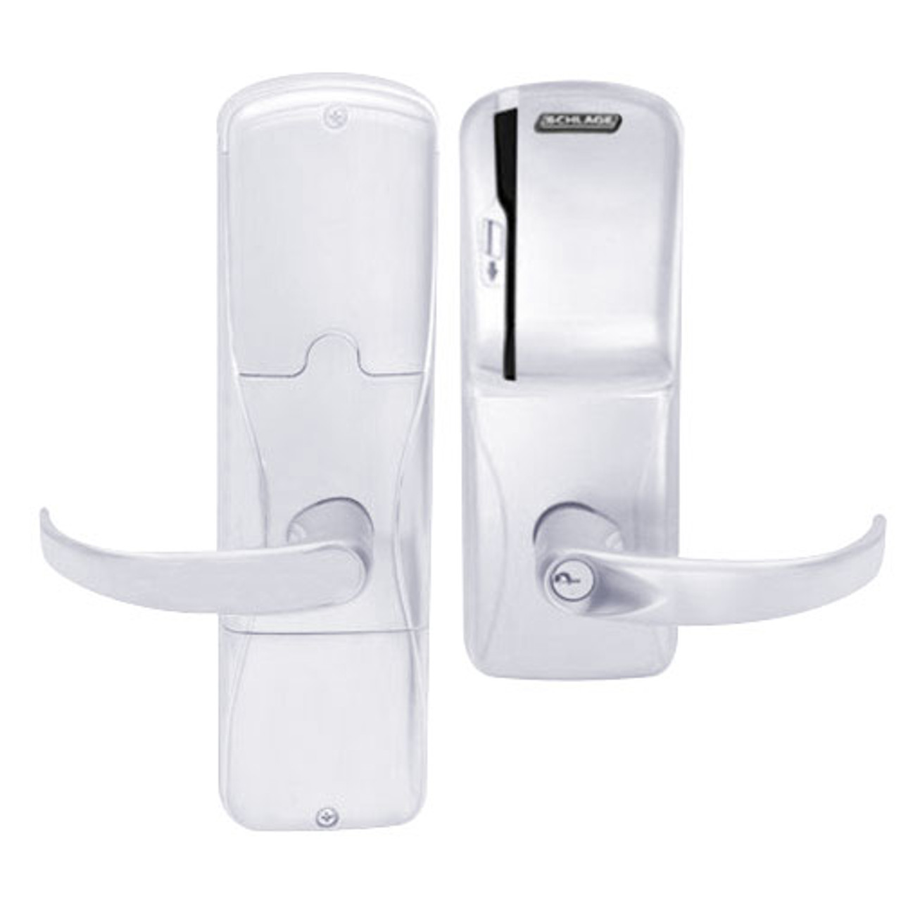 AD250-MS-40-MS-SPA-PD-625 Schlage Privacy Magnetic Stripe(Swipe) Lock with Sparta Lever in Bright Chrome