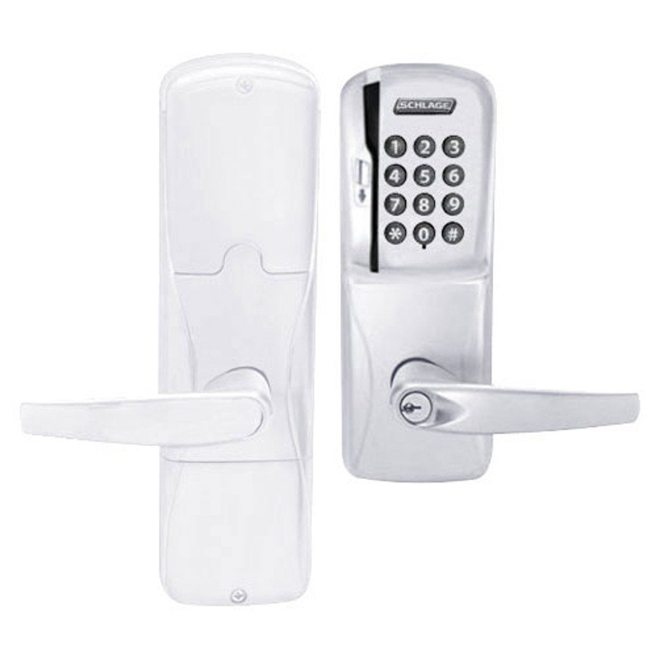 AD250-MS-60-MSK-ATH-PD-625 Schlage Apartment Magnetic Stripe Keypad Lock with Athens Lever in Bright Chrome