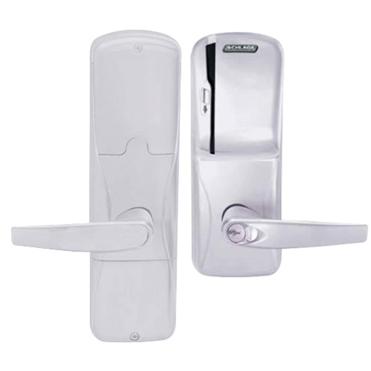 AD250-MD-40-MS-ATH-RD-626 Schlage Privacy Magnetic Stripe(Swipe) Lock with Athens Lever in Satin Chrome
