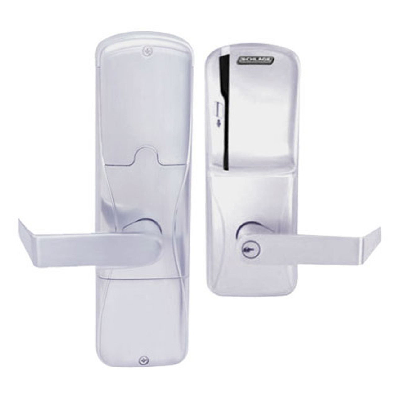 AD250-MD-60-MS-RHO-PD-626 Schlage Apartment Magnetic Stripe(Swipe) Lock with Rhodes Lever in Satin Chrome