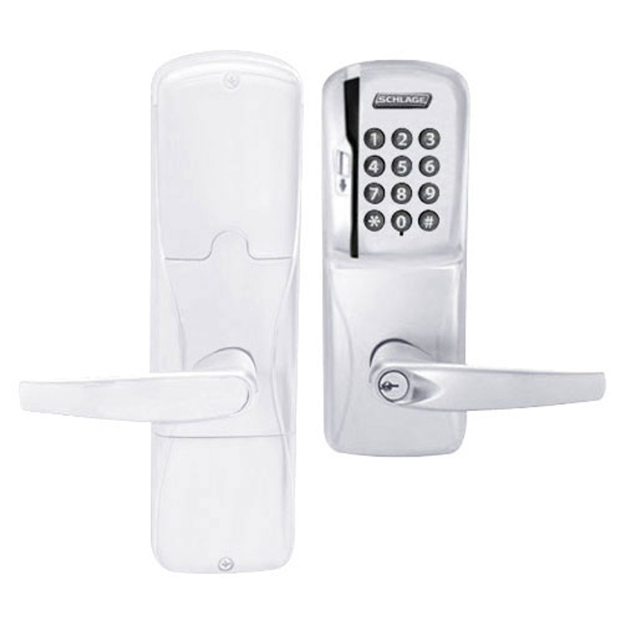 AD250-MD-60-MSK-ATH-PD-625 Schlage Apartment Magnetic Stripe Keypad Lock with Athens Lever in Bright Chrome