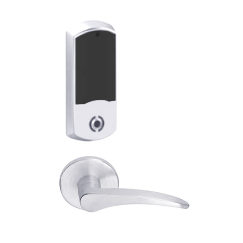 LEMS-GRW-L-12-625-00A-LH Schlage Less Cylinder Storeroom Wireless Greenwich Mortise Lock with LED Indicator and 12 Lever in Bright Chrome