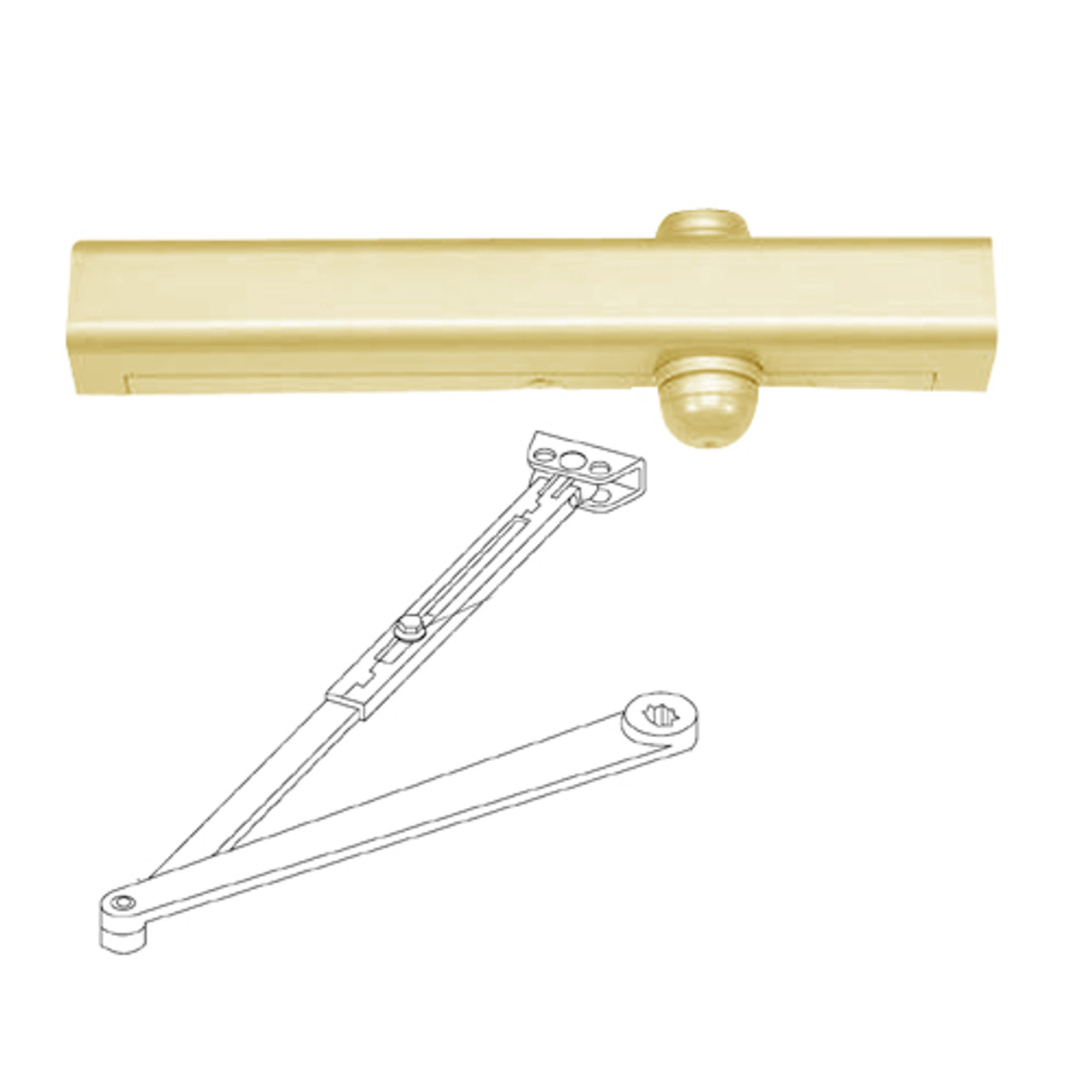 3381-696 Yale 3000 Series Architectural Door Closer with Regular Low Profile Arm in Satin Brass