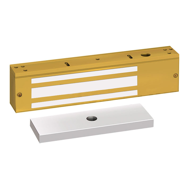 1571CB SDC 1570 Series 1200lb Holding Force Single EM Magnetic Door Lock with Magnetic Bond Sensor in Brass Powder Coat