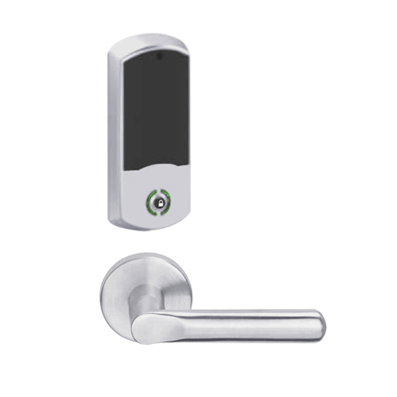 LEMB-GRW-J-18-626-00A Schlage Privacy/Office Wireless Greenwich Mortise Lock with LED Indicator and 18 Lever Prepped for FSIC in Satin Chrome