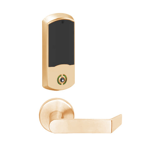 LEMB-GRW-BD-06-612-00B Schlage Privacy/Office Wireless Greenwich Mortise Lock with Push Button & LED Indicator and Rhodes Lever Prepped for SFIC in Satin Bronze