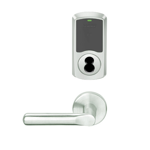 LEMB-GRW-BD-18-619-00A Schlage Privacy/Office Wireless Greenwich Mortise Lock with LED Indicator and 18 Lever Prepped for SFIC in Satin Nickel