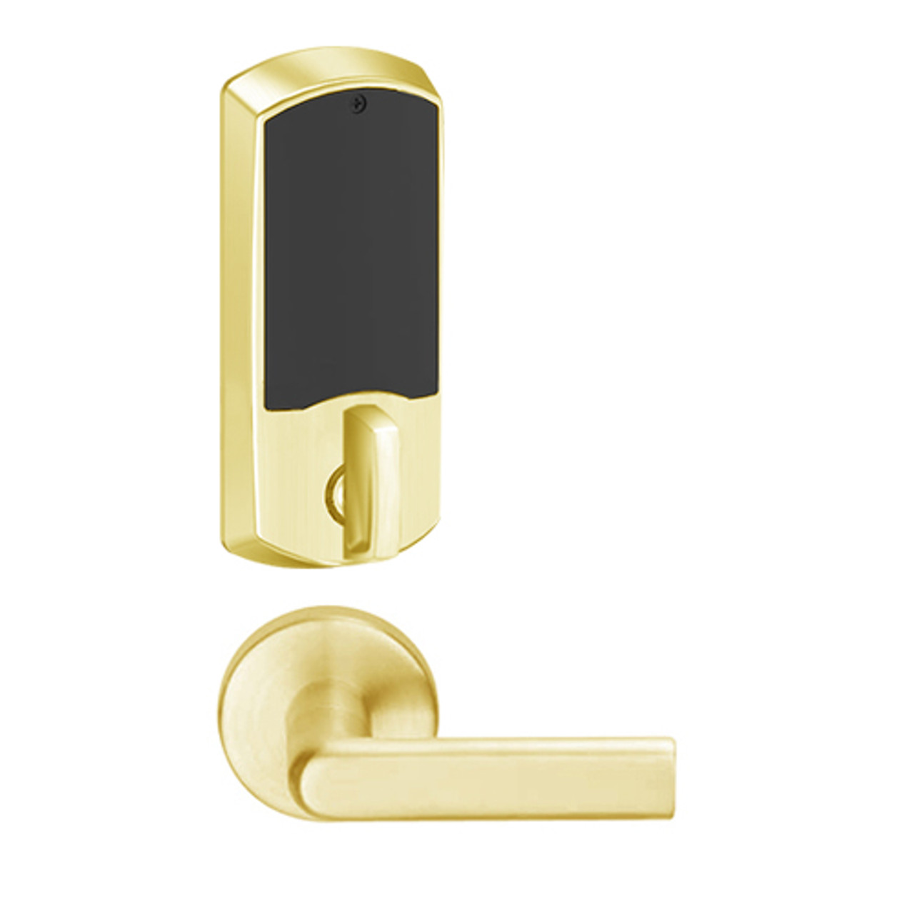 LEMD-GRW-P-01-605-00B Schlage Privacy/Apartment Wireless Greenwich Mortise Deadbolt Lock with LED and 01 Lever in Bright Brass