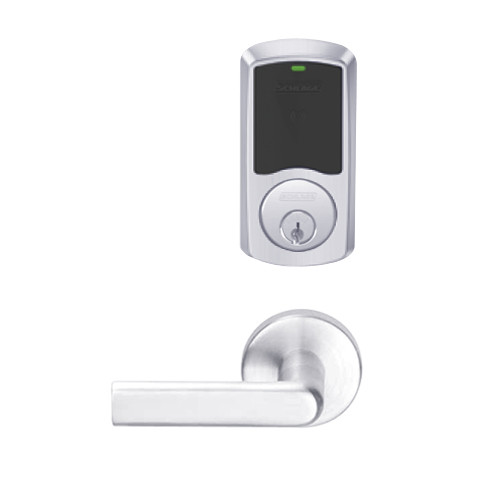 LEMD-GRW-P-01-625-00B Schlage Privacy/Apartment Wireless Greenwich Mortise Deadbolt Lock with LED and 01 Lever in Bright Chrome
