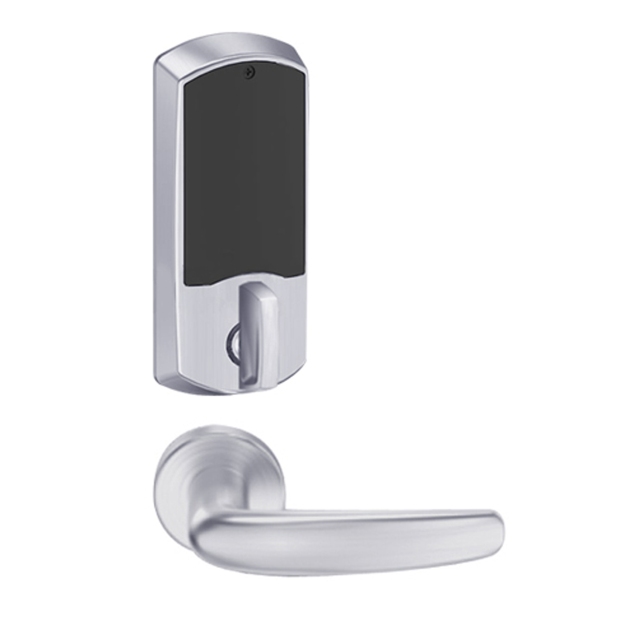 LEMD-GRW-L-07-626-00C Schlage Less Cylinder Privacy/Apartment Wireless Greenwich Mortise Deadbolt Lock with LED and Athens Lever in Satin Chrome