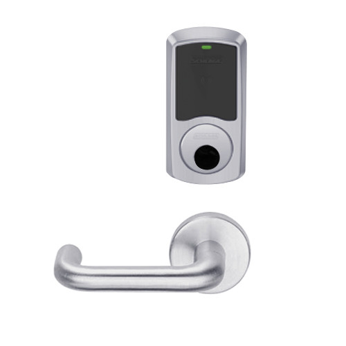 LEMD-GRW-L-03-626-00A Schlage Less Cylinder Privacy/Apartment Wireless Greenwich Mortise Deadbolt Lock with LED and Tubular Lever in Satin Chrome