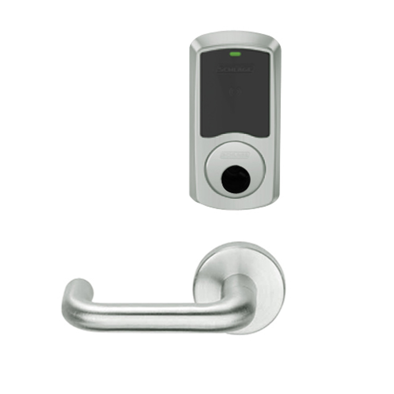 LEMD-GRW-L-03-619-00B Schlage Less Cylinder Privacy/Apartment Wireless Greenwich Mortise Deadbolt Lock with LED and Tubular Lever in Satin Nickel