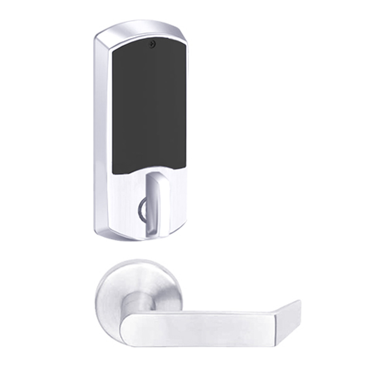 LEMD-GRW-L-06-625-00B Schlage Less Cylinder Privacy/Apartment Wireless Greenwich Mortise Deadbolt Lock with LED and Rhodes Lever in Bright Chrome