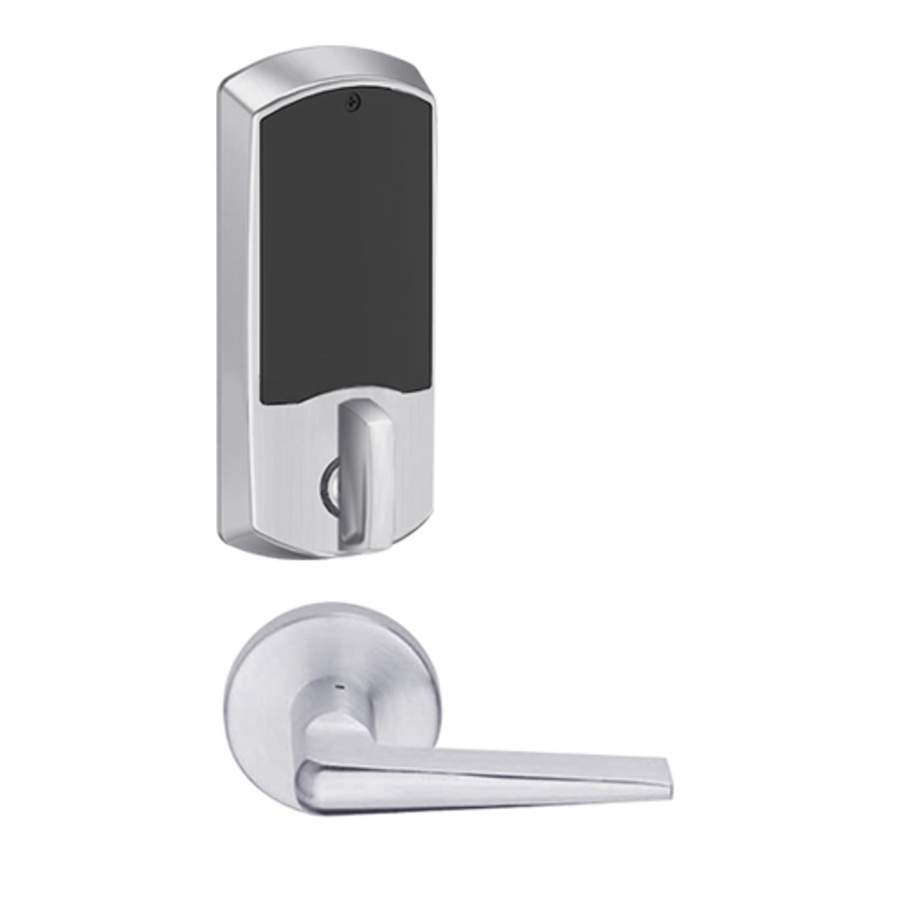 LEMD-GRW-L-05-626-00A Schlage Less Cylinder Privacy/Apartment Wireless Greenwich Mortise Deadbolt Lock with LED and 05 Lever in Satin Chrome