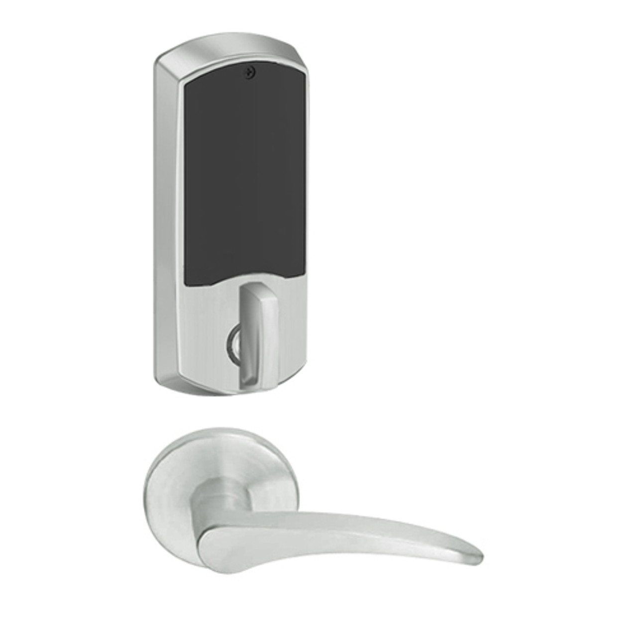 LEMD-GRW-L-12-619-00B-LH Schlage Less Cylinder Privacy/Apartment Wireless Greenwich Mortise Deadbolt Lock with LED and 12 Lever in Satin Nickel
