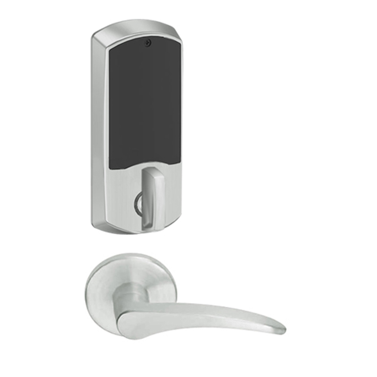 LEMD-GRW-L-12-619-00A-RH Schlage Less Cylinder Privacy/Apartment Wireless Greenwich Mortise Deadbolt Lock with LED and 12 Lever in Satin Nickel