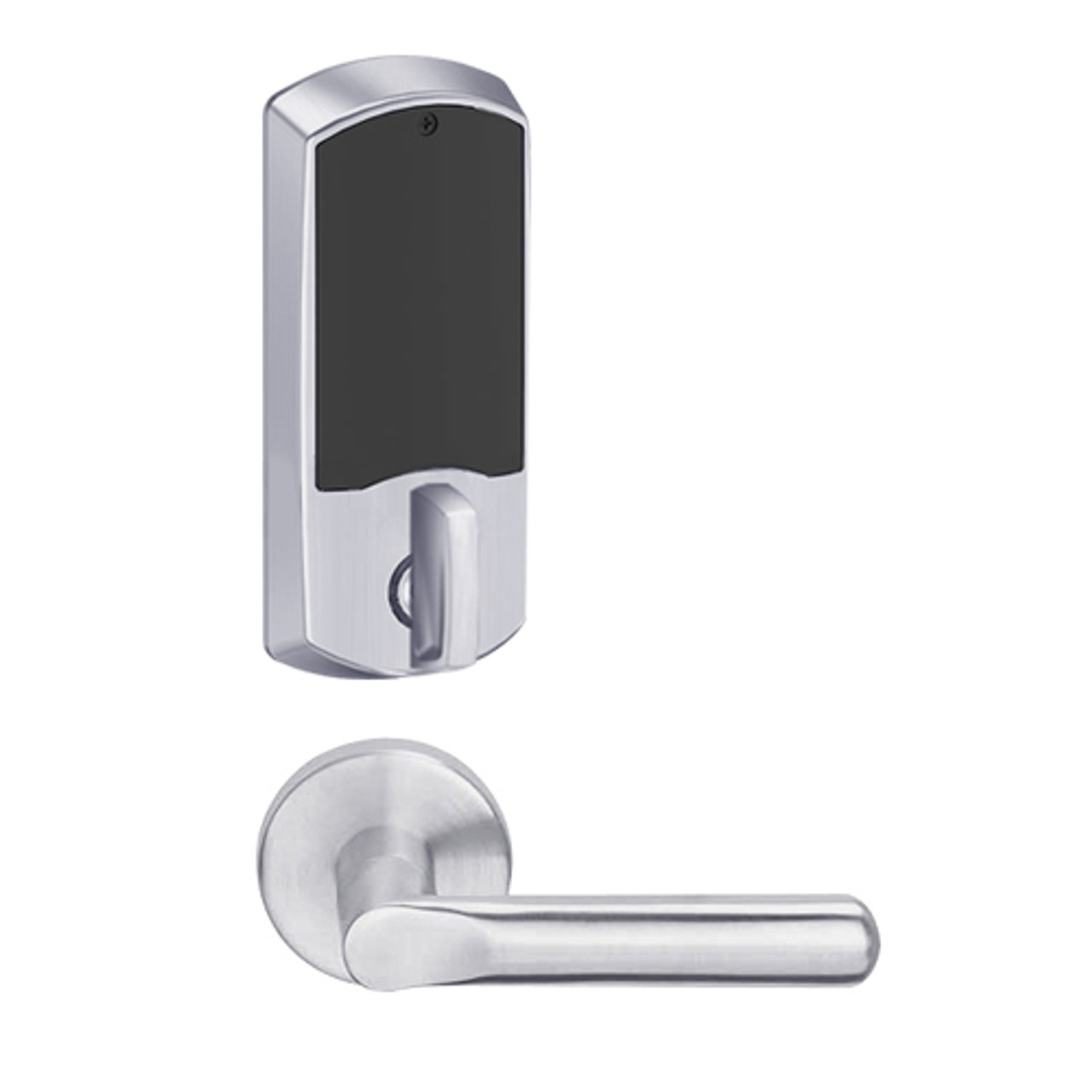 LEMD-GRW-L-18-626-00B Schlage Less Cylinder Privacy/Apartment Wireless Greenwich Mortise Deadbolt Lock with LED and 18 Lever in Satin Chrome