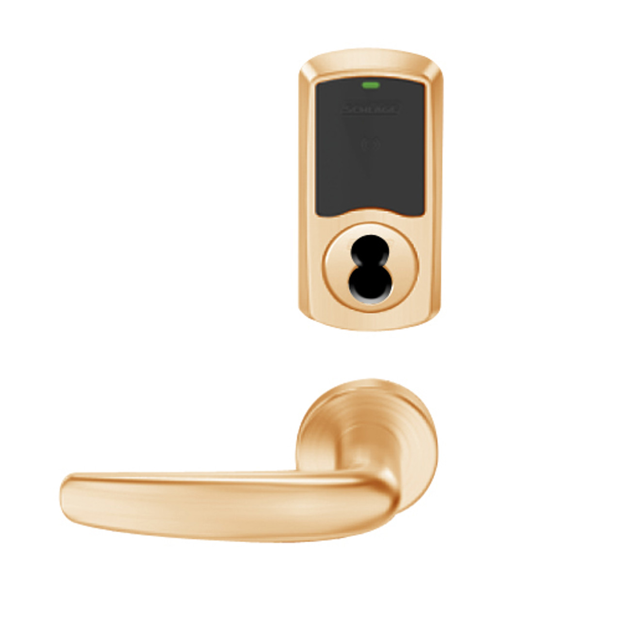 LEMD-GRW-J-07-612-00A Schlage Privacy/Apartment Wireless Greenwich Mortise Deadbolt Lock with LED and Athens Lever Prepped for FSIC in Satin Bronze