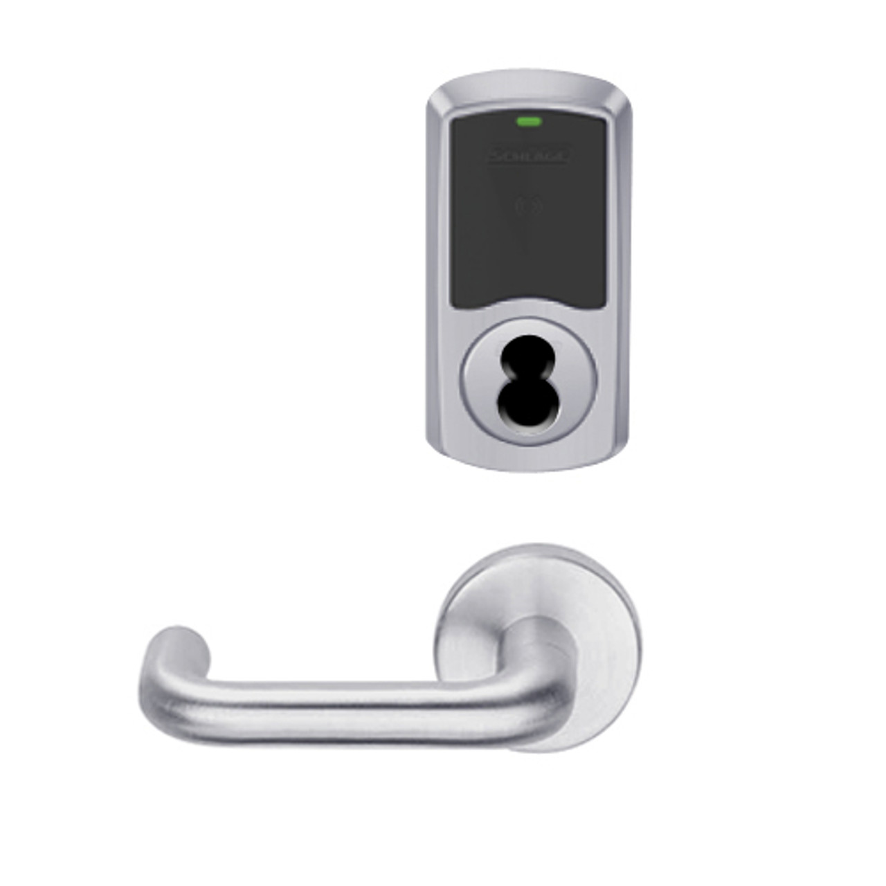 LEMD-GRW-J-03-626-00A Schlage Privacy/Apartment Wireless Greenwich Mortise Deadbolt Lock with LED and Tubular Lever Prepped for FSIC in Satin Chrome