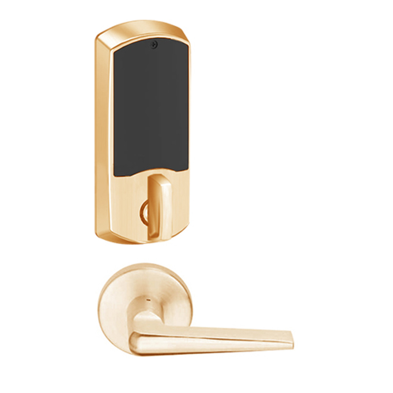 LEMD-GRW-J-05-612-00A Schlage Privacy/Apartment Wireless Greenwich Mortise Deadbolt Lock with LED and 05 Lever Prepped for FSIC in Satin Bronze