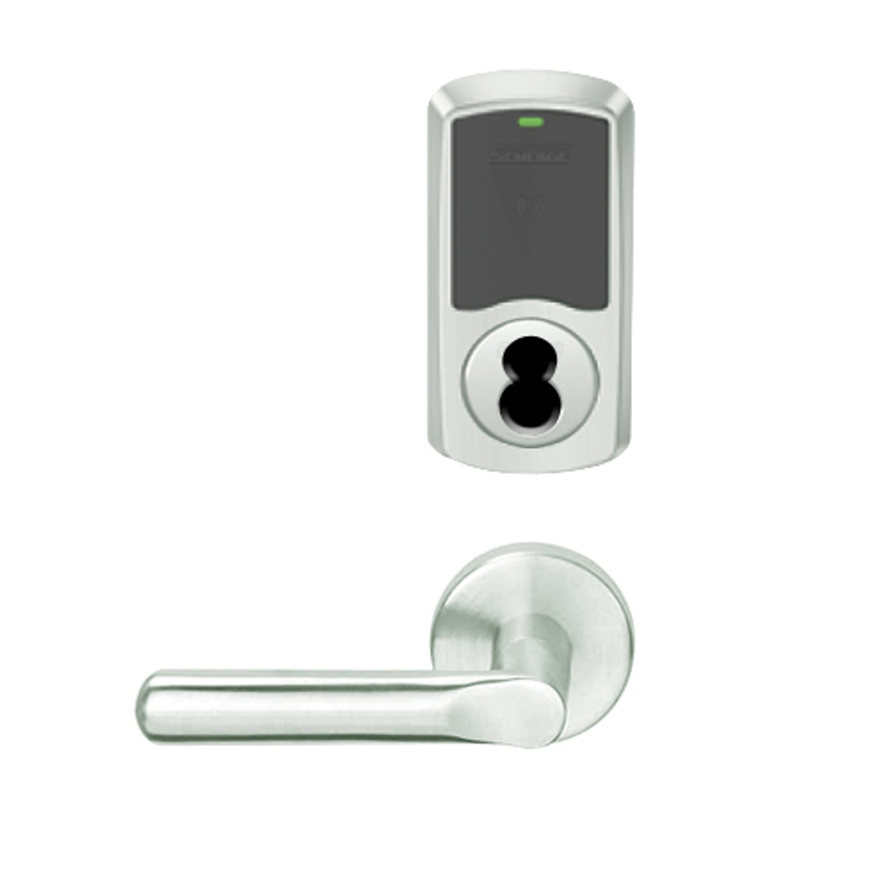 LEMD-GRW-J-18-619-00C Schlage Privacy/Apartment Wireless Greenwich Mortise Deadbolt Lock with LED and 18 Lever Prepped for FSIC in Satin Nickel