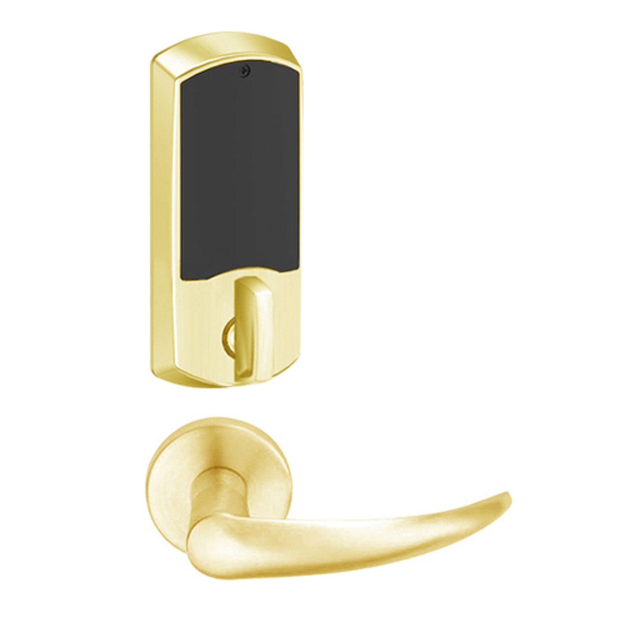LEMD-GRW-J-OME-605-00B Schlage Privacy/Apartment Wireless Greenwich Mortise Deadbolt Lock with LED and Omega Lever Prepped for FSIC in Bright Brass