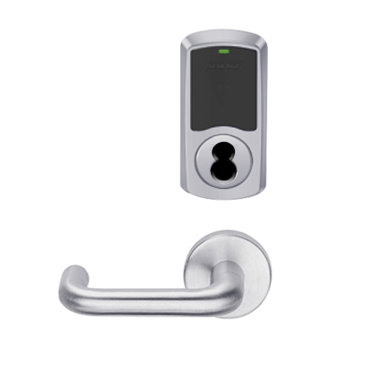 LEMD-GRW-BD-03-626-00B Schlage Privacy/Apartment Wireless Greenwich Mortise Deadbolt Lock with LED and Tubular Lever Prepped for SFIC in Satin Chrome