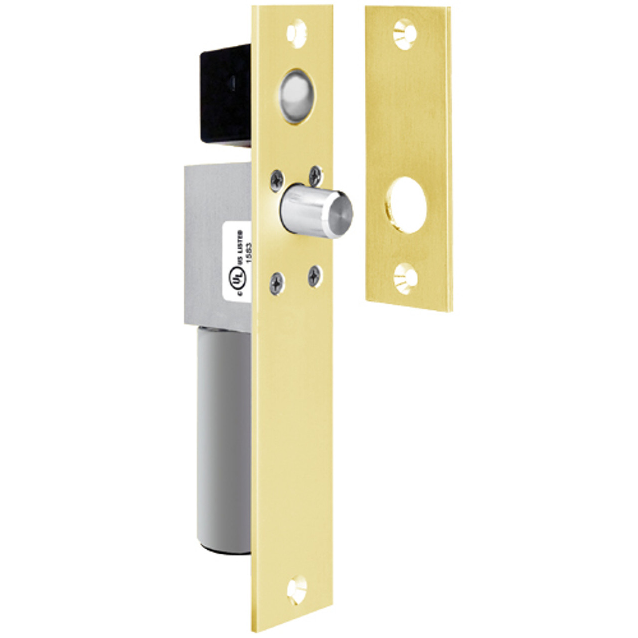 1291AHCD SDC Failsecure Spacesaver Mortise Bolt Lock with Door Position Sensor in Bright Brass