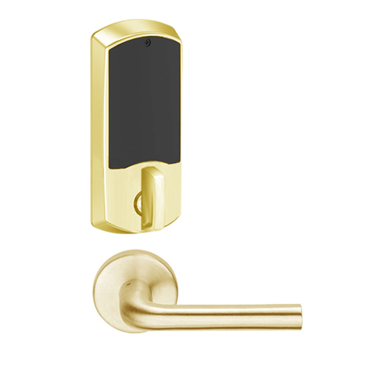 LEMD-GRW-BD-02-605-00A Schlage Privacy/Apartment Wireless Greenwich Mortise Deadbolt Lock with LED and 02 Lever Prepped for SFIC in Bright Brass
