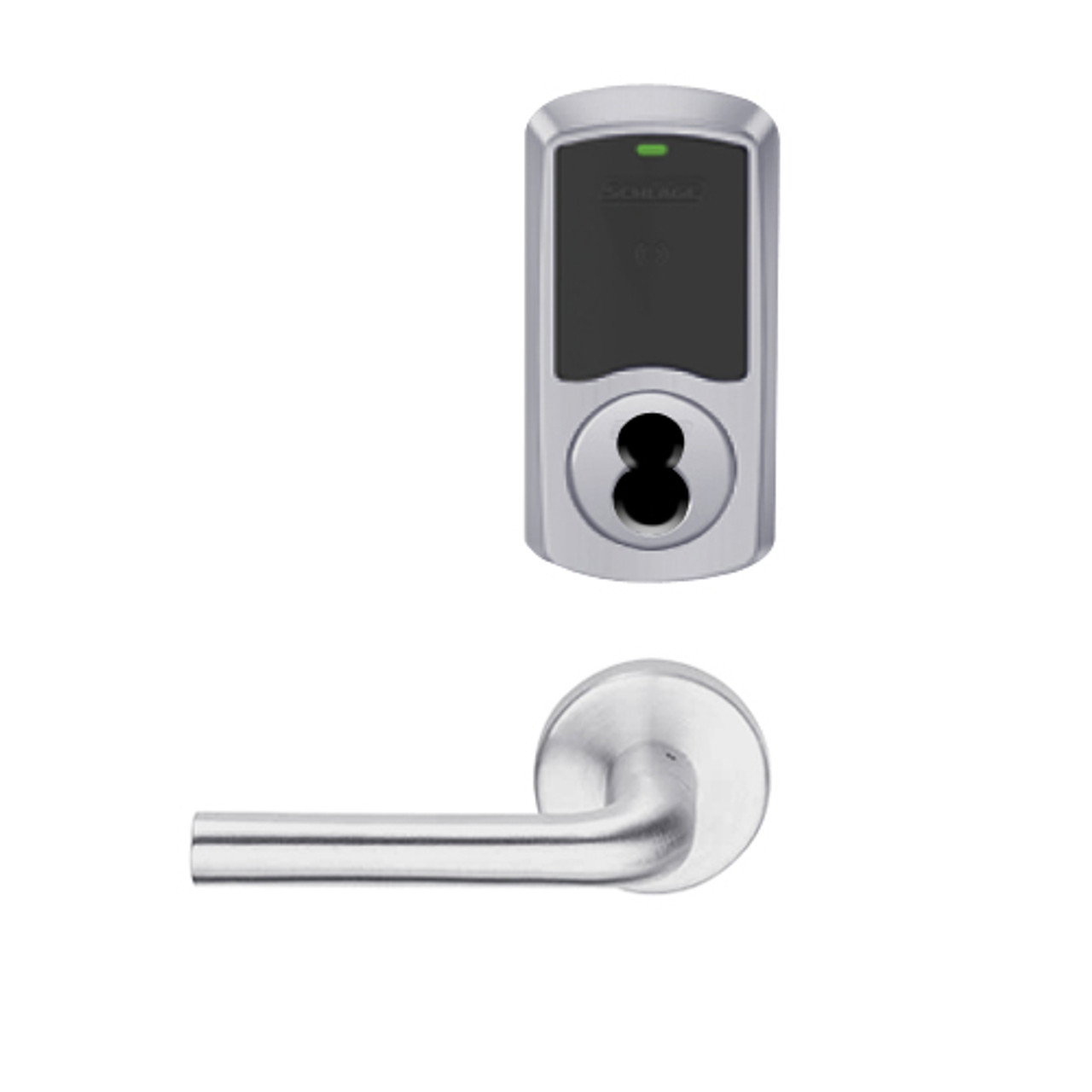 LEMD-GRW-BD-02-626-00A Schlage Privacy/Apartment Wireless Greenwich Mortise Deadbolt Lock with LED and 02 Lever Prepped for SFIC in Satin Chrome