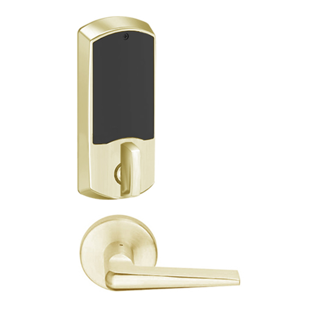 LEMD-GRW-BD-05-606-00A Schlage Privacy/Apartment Wireless Greenwich Mortise Deadbolt Lock with LED and 05 Lever Prepped for SFIC in Satin Brass