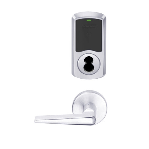 LEMD-GRW-BD-05-625-00B Schlage Privacy/Apartment Wireless Greenwich Mortise Deadbolt Lock with LED and 05 Lever Prepped for SFIC in Bright Chrome