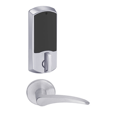 LEMD-GRW-BD-12-626-00B-RH Schlage Privacy/Apartment Wireless Greenwich Mortise Deadbolt Lock with LED and 12 Lever Prepped for SFIC in Satin Chrome