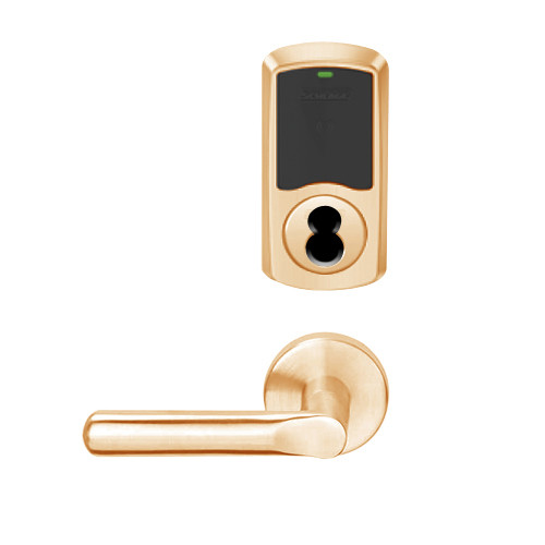 LEMD-GRW-BD-18-612-00A Schlage Privacy/Apartment Wireless Greenwich Mortise Deadbolt Lock with LED and 18 Lever Prepped for SFIC in Satin Bronze