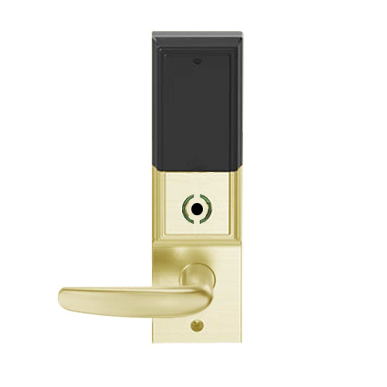 LEMS-ADD-P-07-606 Schlage Storeroom Wireless Addison Mortise Lock with LED and Athens Lever in Satin Brass